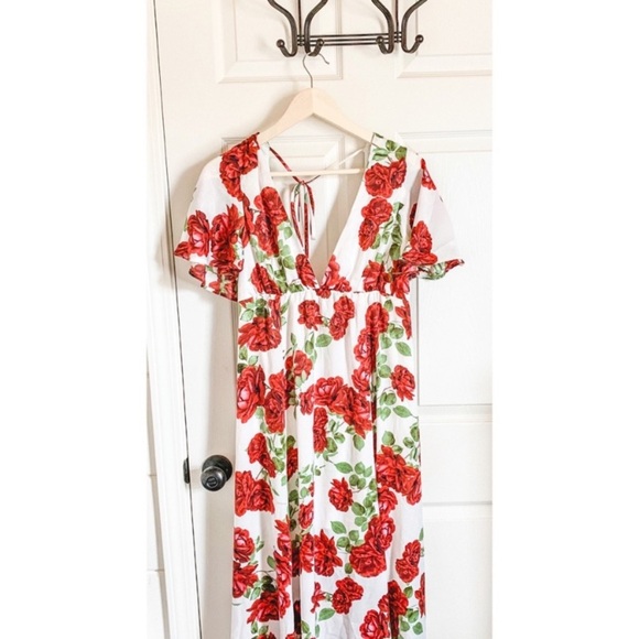 NWT! SMYM Faye Floral Rose Flutter Sleeve Boho Maxi - Picture 4 of 7